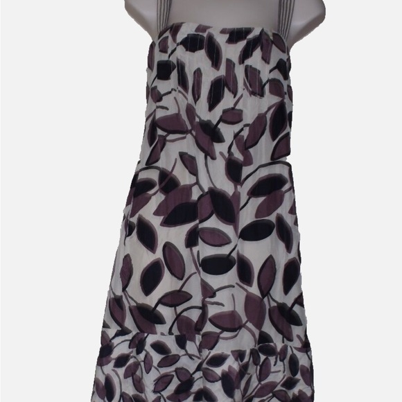 BCBG Max Azria 100% silk Purple Leaf Print Dress - Picture 7 of 8
